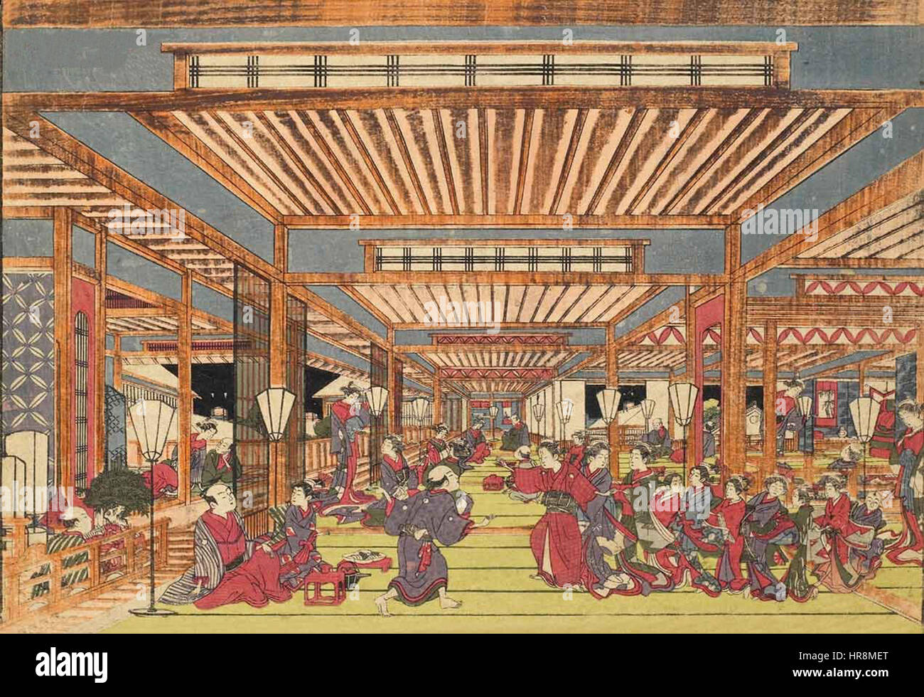 Utagawa Toyoharu - zum Jahresende Dance Party im Quartier Vergnügen neue Yoshiwara (Shin-Yoshiwara Sojimai nicht Zu), c. 1775-80 Stockfoto