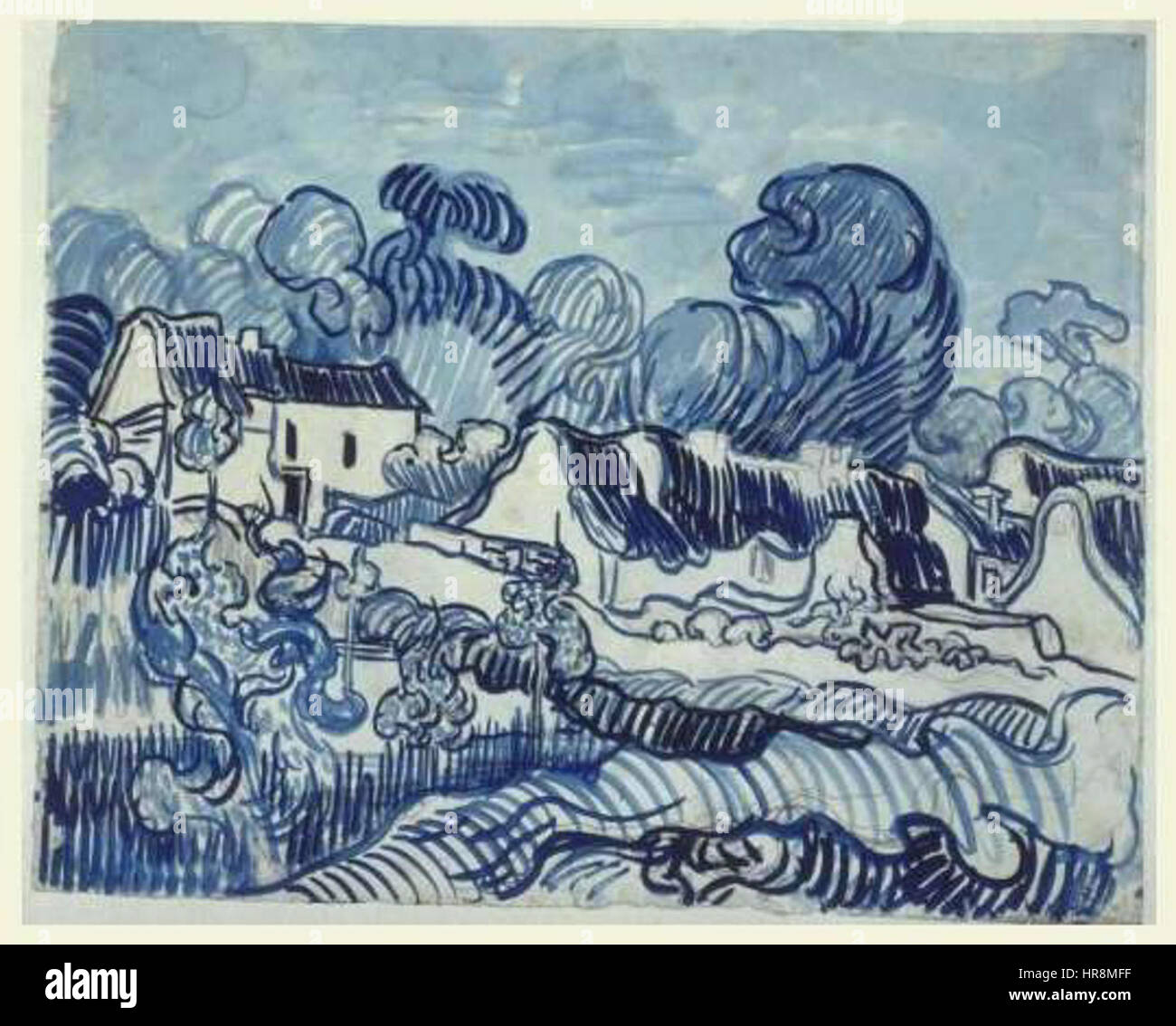 Vincent Van Gogh - Landschaft mit Hütten Stockfoto
