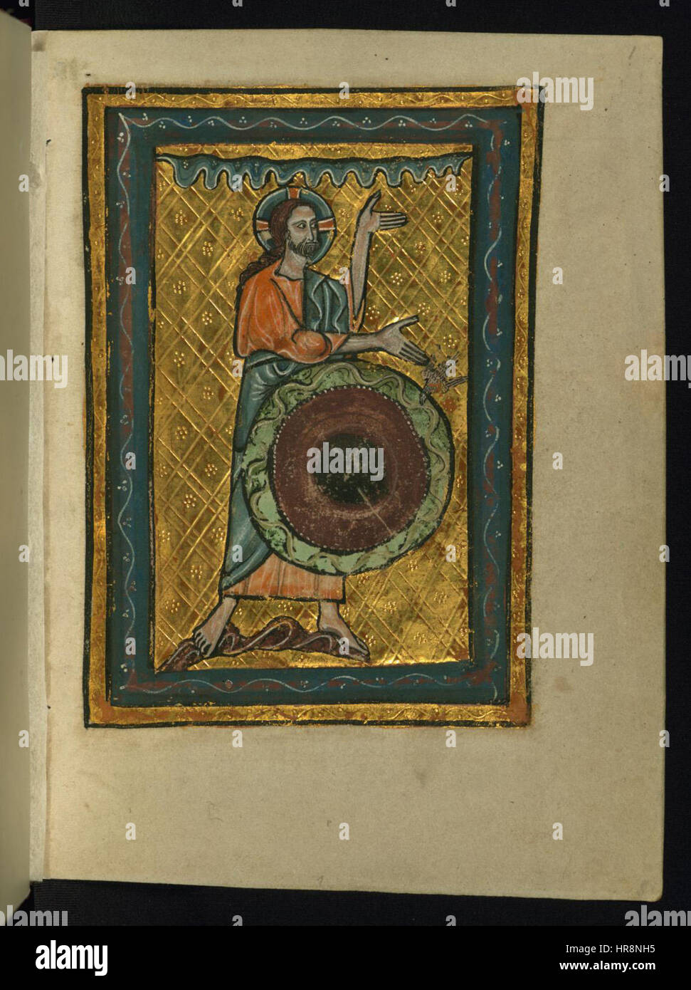 William de Brailes - erste zwei Tage der Schöpfung (Genesis 1 - 1-8) - Walters W1061R - ganzseitige Stockfoto