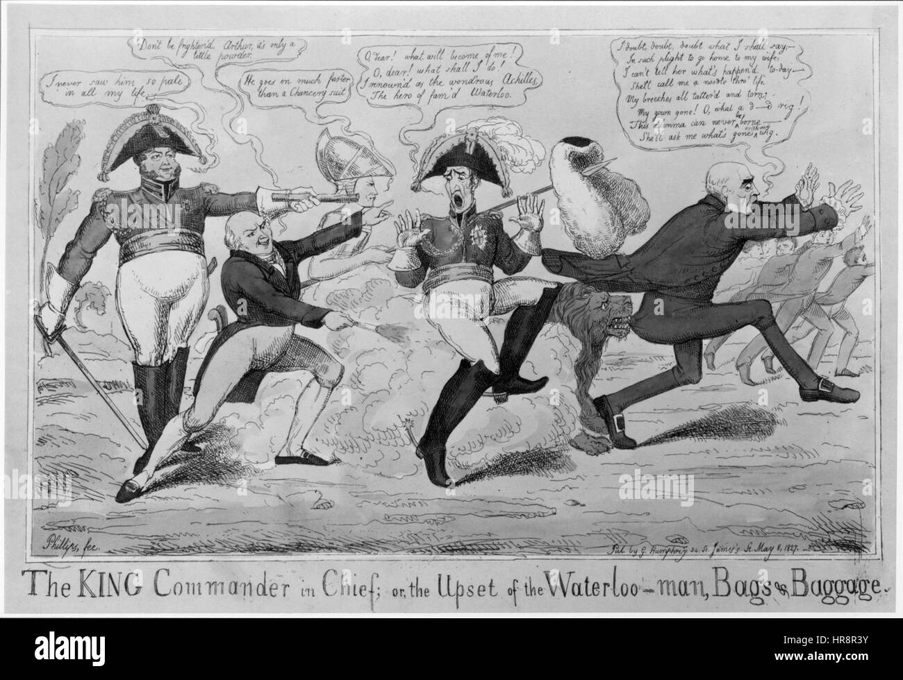 Der König Oberbefehlshaber; oder die Überraschung der Waterloo-Mann, Taschen & Gepäcks durch John Phillips Stockfoto