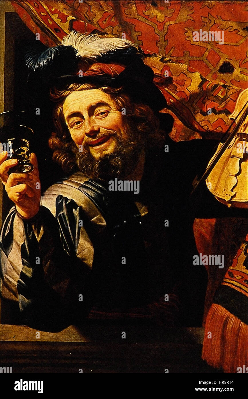 Die fröhliche Fiddler - Gerard van Honthorst Stockfoto