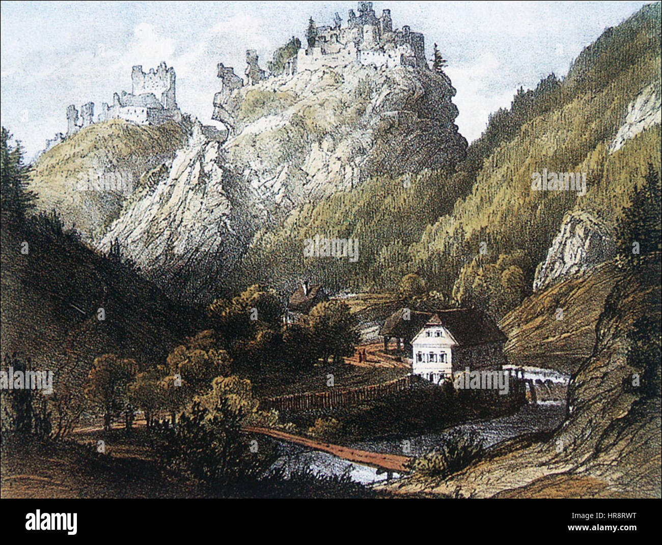 Das Schloss Vitanje wurde im 19. Jahrhundert erbaut und befindet sich in Slowenien. Es zeigt traditionelle slowenische Architektur und bietet einen historischen Blick auf das kulturelle Erbe der Region. Die Struktur und das Design der Burg spiegeln den Stil der Epoche wider. Stockfoto