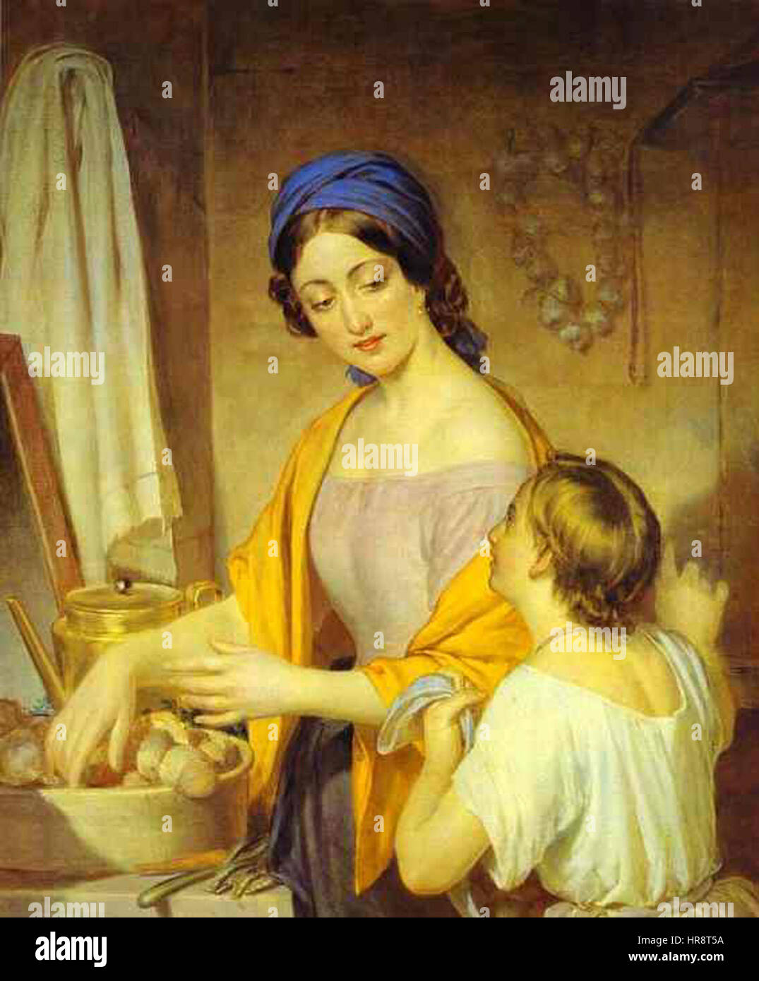 Tyranows „Junge Hausfrau“ ist ein Genre-Gemälde, das eine junge Frau in einer häuslichen Umgebung darstellt und die stille Intimität des Alltags in der russischen Gesellschaft des 19. Jahrhunderts widerspiegelt. Stockfoto Tyranows „Junge Hausfrau“ ist ein Genre-Gemälde, das eine junge Frau in einer häuslichen Umgebung darstellt und die stille Intimität des Alltags in der russischen Gesellschaft des 19. Jahrhunderts widerspiegelt. Stockfoto