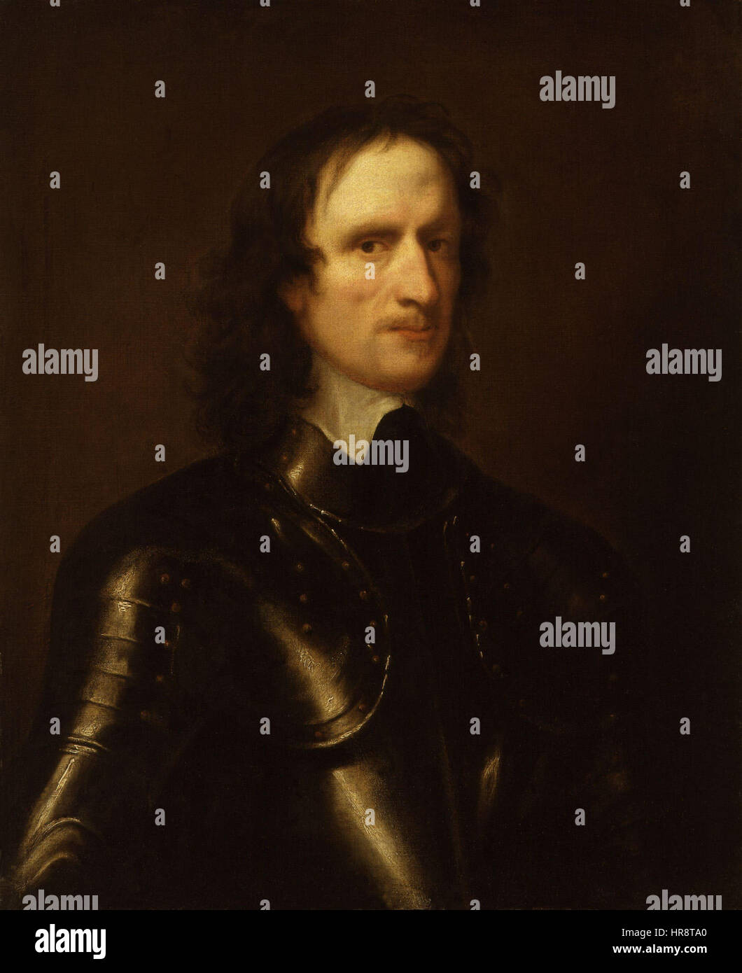 Dieses Porträt, das ursprünglich als John Hampden identifiziert wurde, stammt vom Künstler Robert Walker. Das Werk zeigt einen sitzenden Mann, wahrscheinlich eine politische Figur aus dem 17. Jahrhundert, mit Details in seiner Kleidung und seinem Ausdruck, die auf seine Bedeutung hinweisen. Der Porträtstil ist charakteristisch für das 17. Jahrhundert und konzentriert sich auf würdevolle und realistische Darstellungen historischer Figuren. Stockfoto