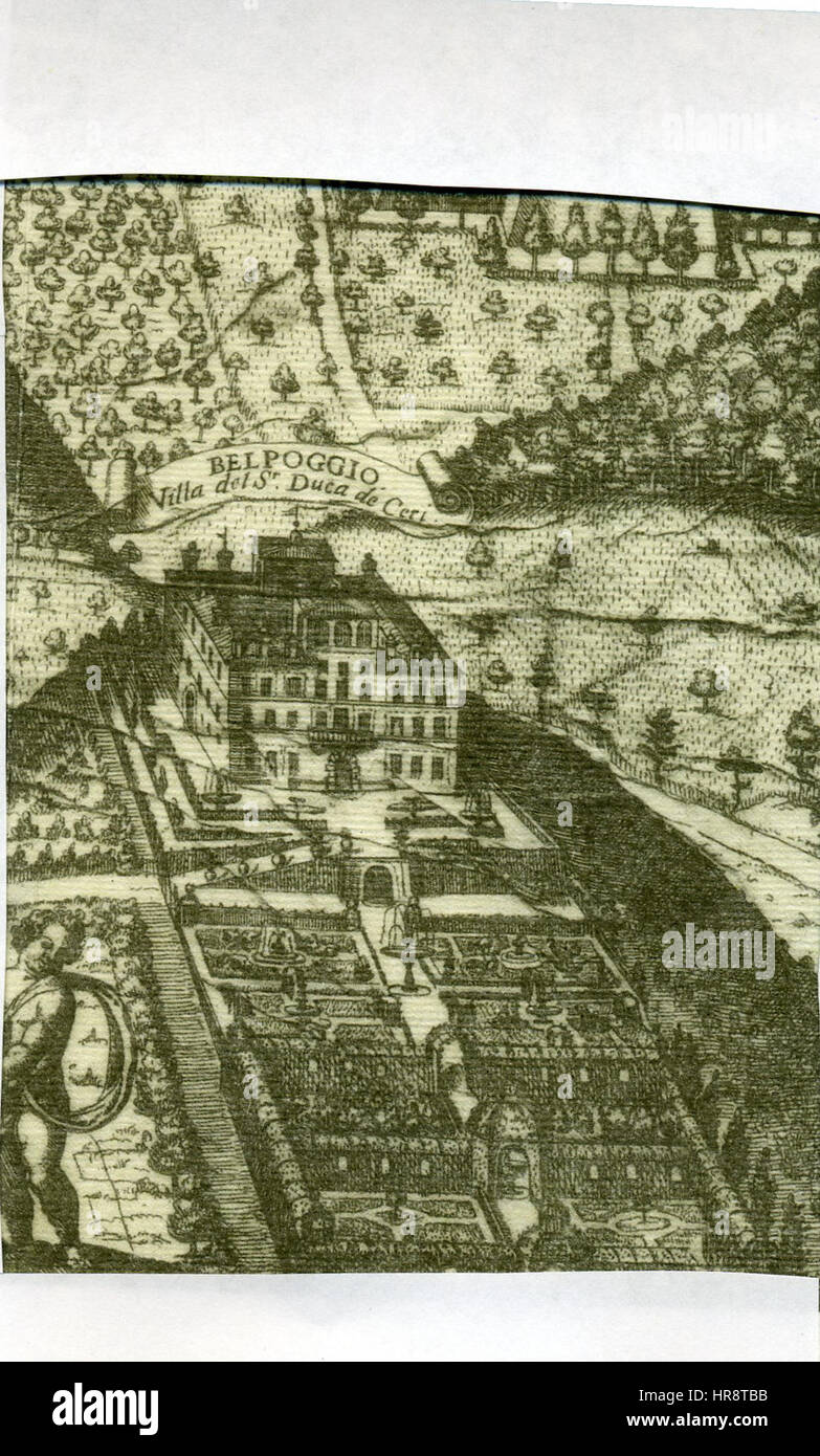 Villa Sciarra siebzehnten Jahrhundert Print von Matteo Greuter 1620 img056 Stockfoto