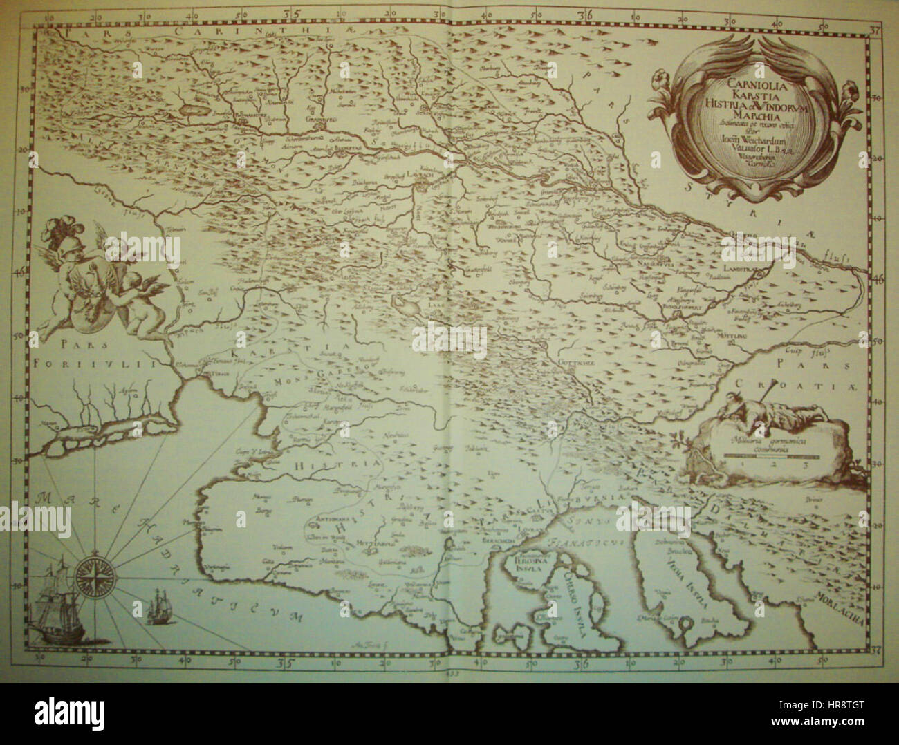 Zemljevid Kranjske-Valvasor Stockfoto