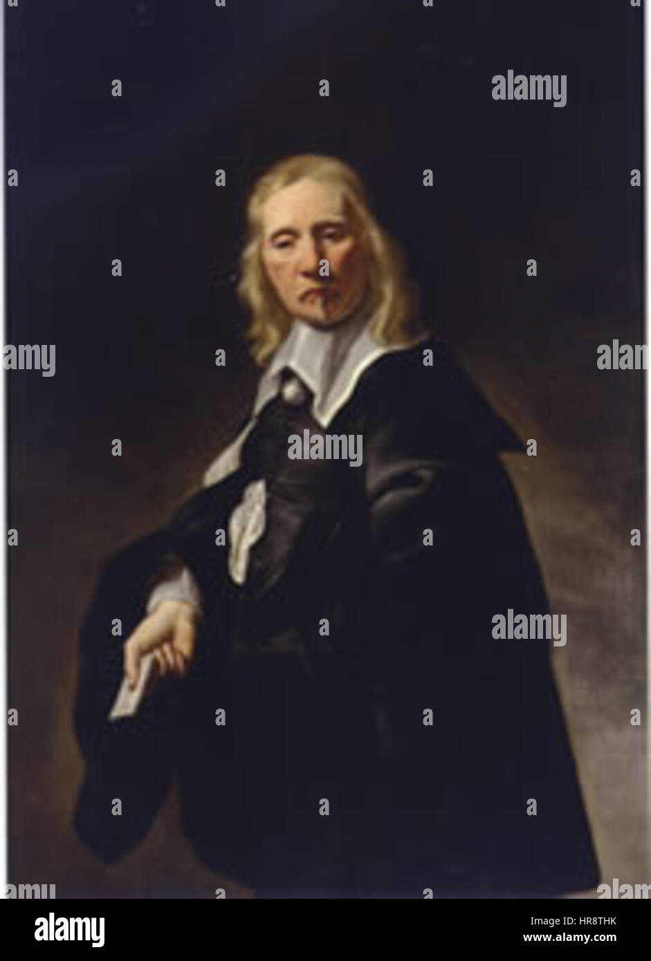 Dieses 1668 dem französischen Künstler Van Loo zugeschriebene Porträt zeigt einen Gentleman in formaler Pose. Das Kunstwerk zeigt die Fähigkeit des Künstlers, feine Details und Texturen einzufangen, mit besonderem Fokus auf der Kleidung des Sitters und dem Spiel von Licht und Schatten. Van Loos Technik spiegelt den Porträtstil des 17. Jahrhunderts in Frankreich wider und betont Eleganz und Raffinesse. Stockfoto