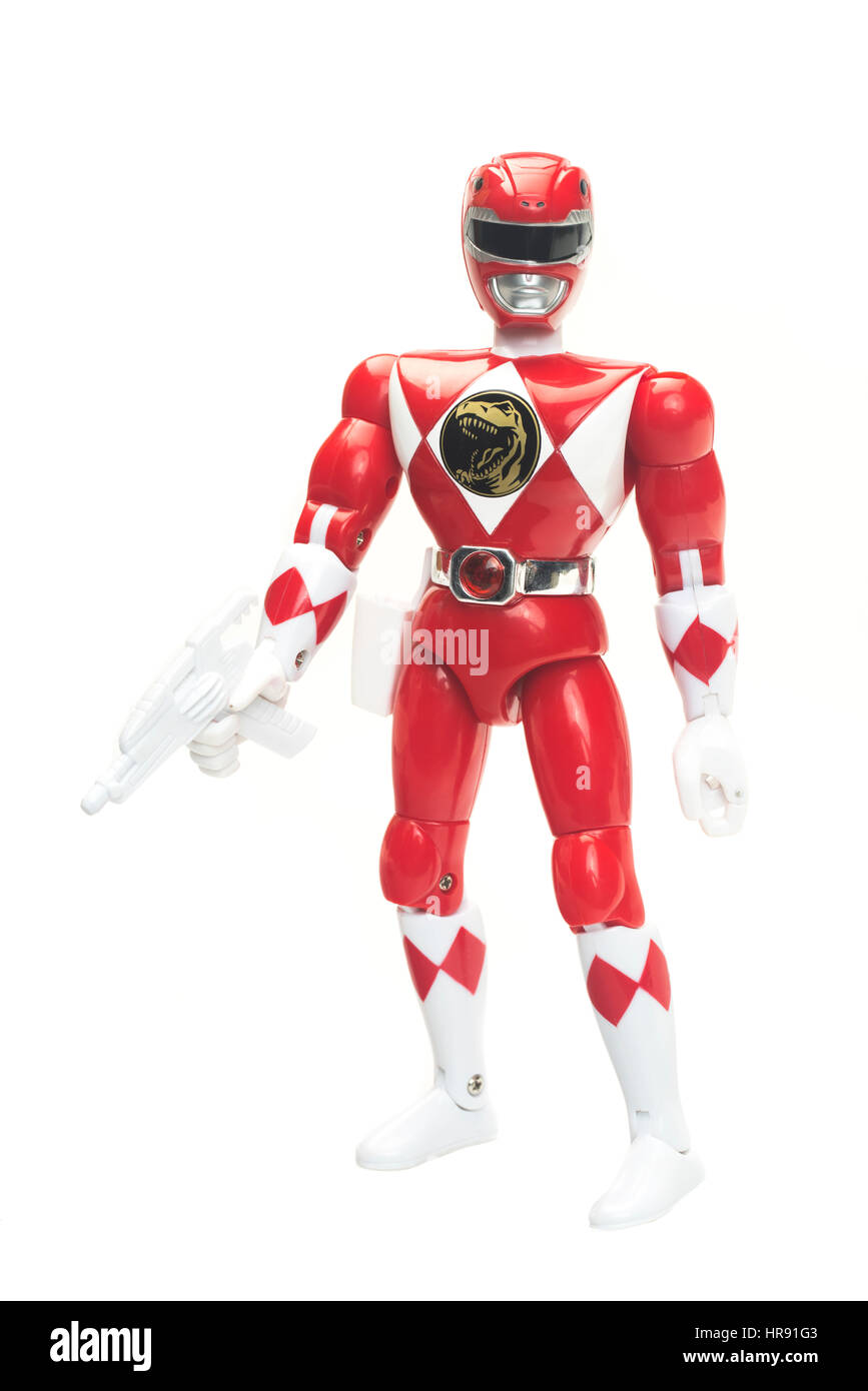 Roter mächtiger morphin power ranger Ausgeschnittene Stockfotos und ...