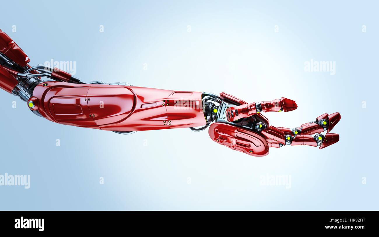 Roten futuristische Arm, Art der bionischen Arm mit ähnlichen Funktionen wie ein menschlicher arm Stockfoto