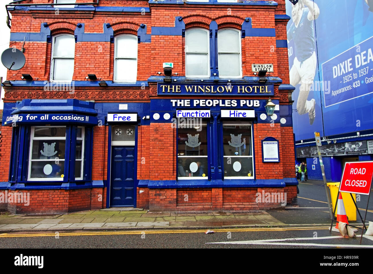 Winslow "Völker-Pub" gelegen direkt neben Everton Football Club Goodison Park Stadium Stockfoto