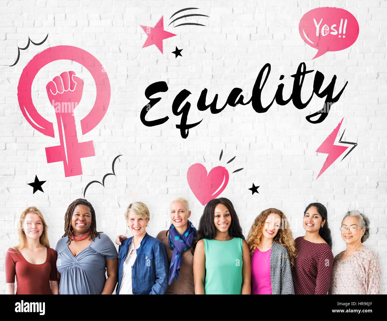 Feminismus Gleichstellung Vertrauen Frauen rechts Stockfoto