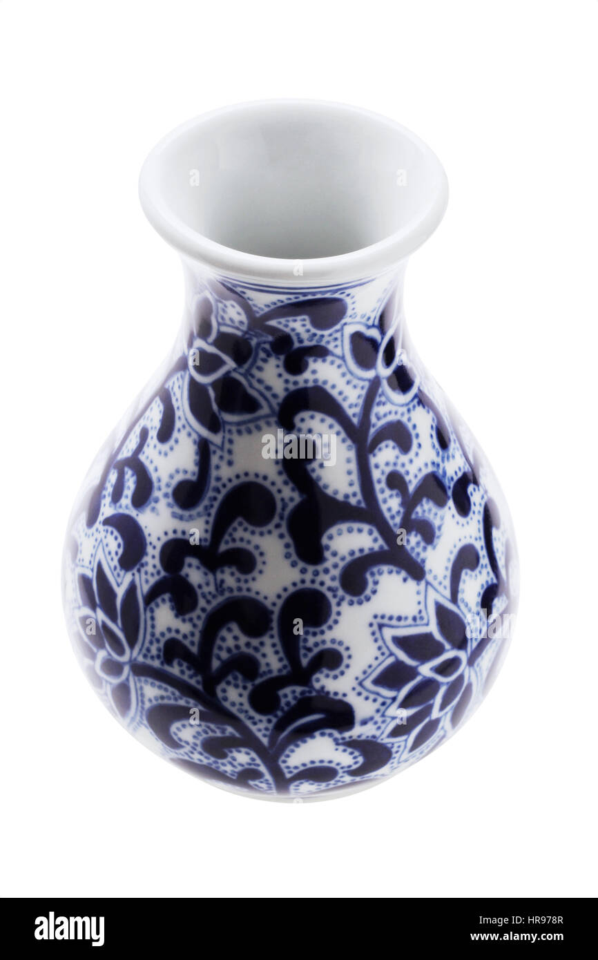 Orientalische Blumenmuster Vase auf weißem Hintergrund Stockfoto