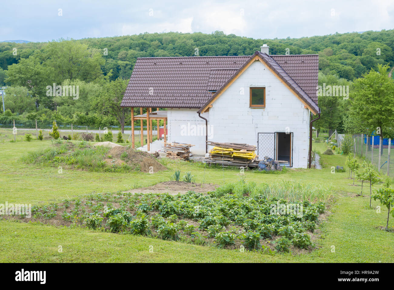 Haus mit Garten Stockfoto