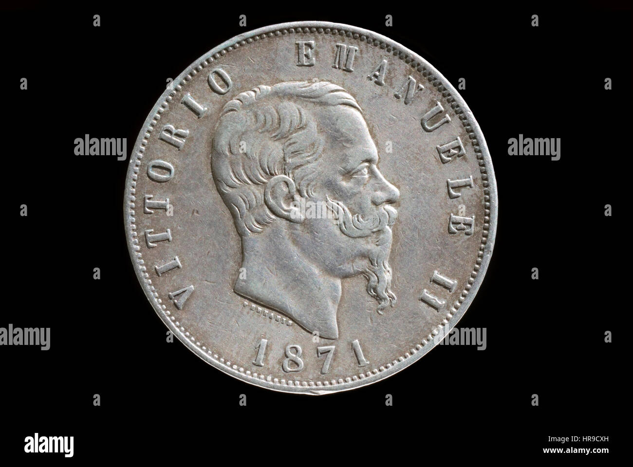 Münze von König Victor Emmanuel II von Italien Stockfoto