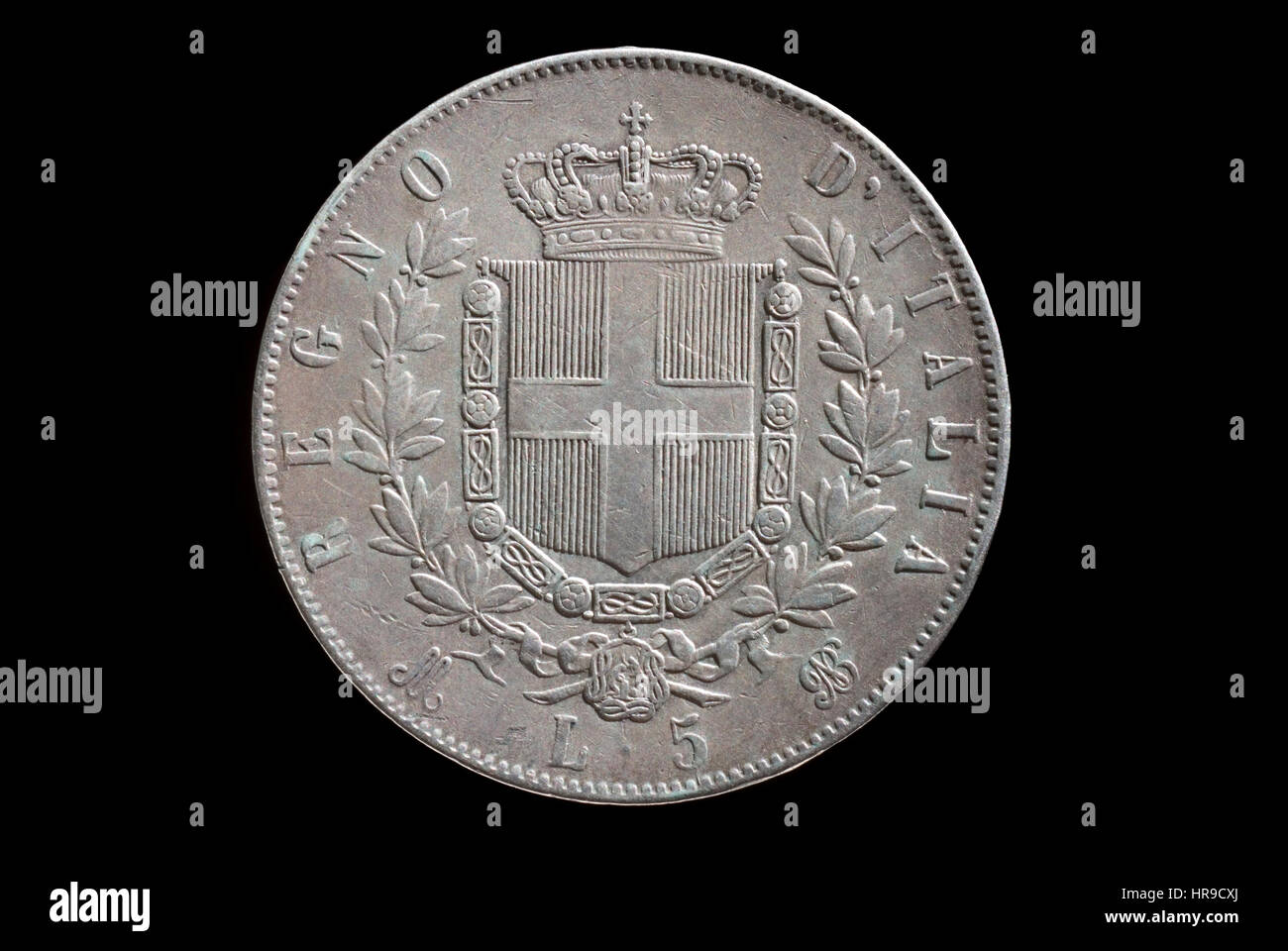 Münze von König Victor Emmanuel II von Italien Stockfoto