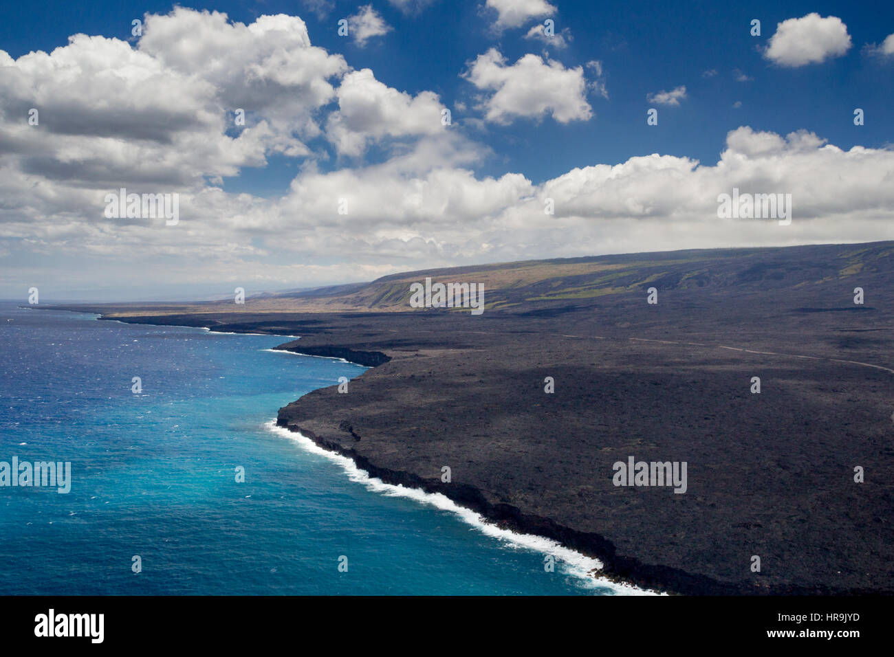 Luftaufnahme der südlichen Küste von Big Island, Hawaii, USA. Stockfoto