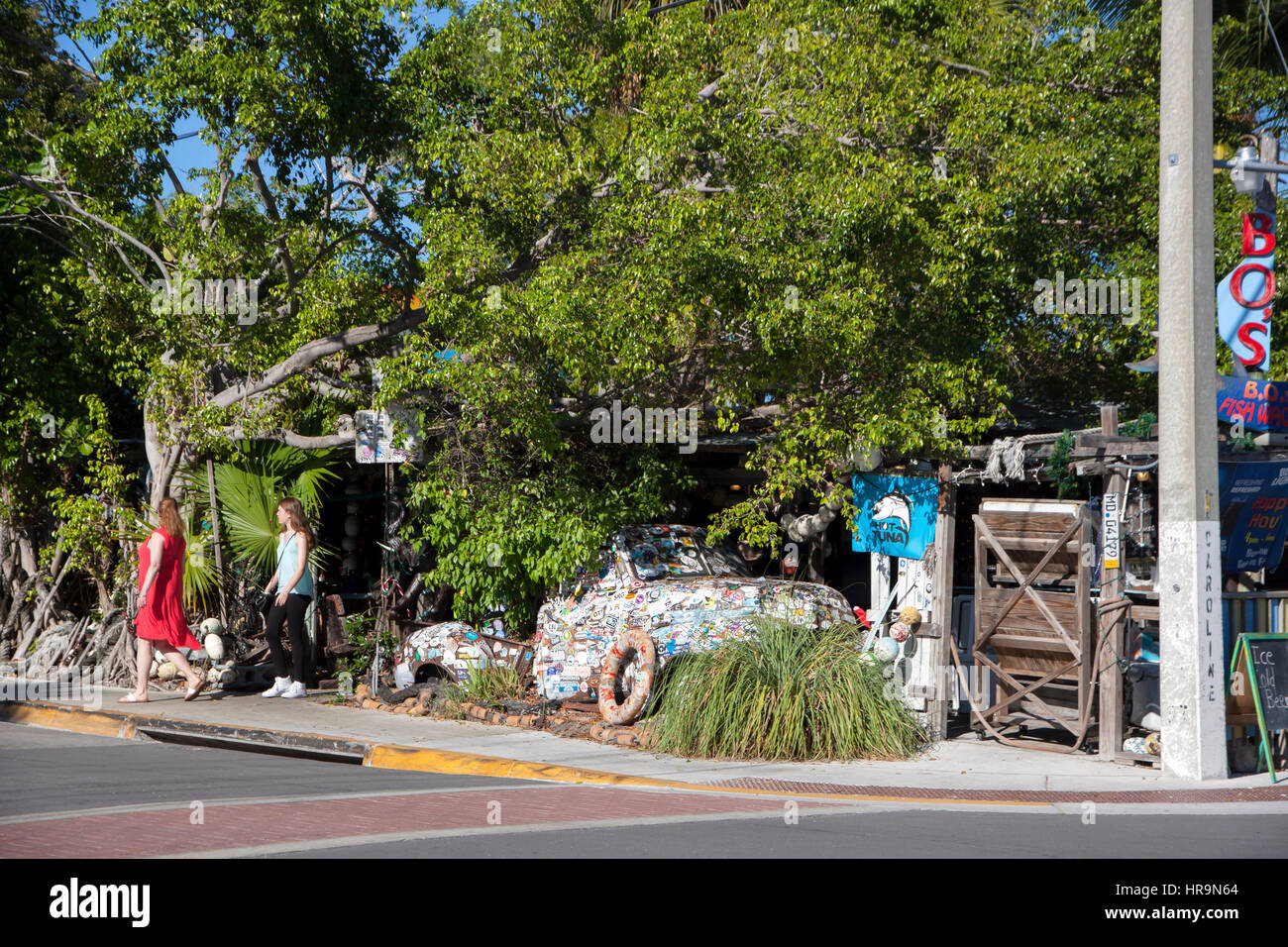 B.o. Fisch Wagen, ein Seafood Shack in Key West, Florida. Stockfoto
