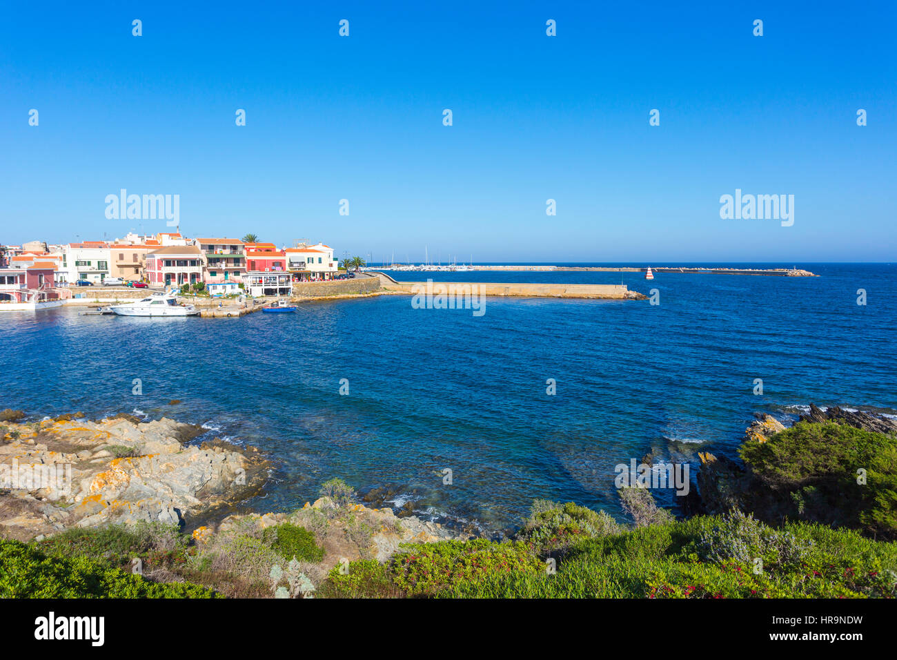 Ansicht von Stintino Feriendorf, Sassari Asinara Golf, Sardinien, Italien Stockfoto
