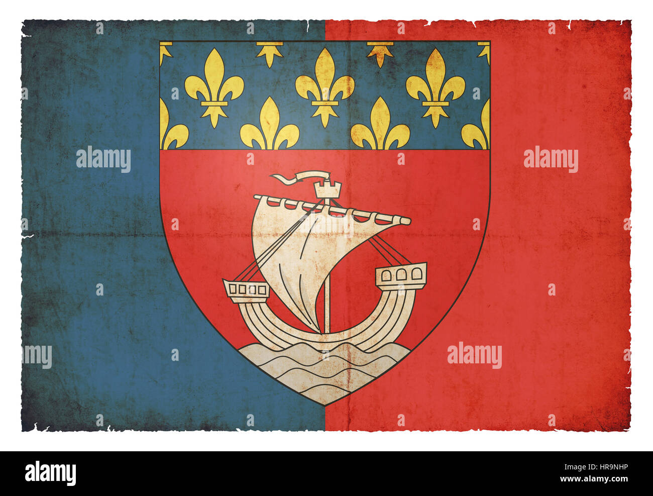 Flagge der französischen Stadt Paris im Grunge-Stil erstellt Stockfoto