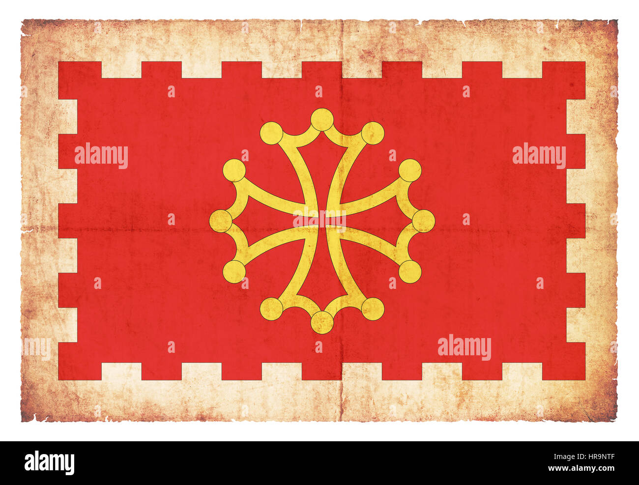 Flagge des französischen Departement Aude im Grunge-Stil erstellt Stockfoto