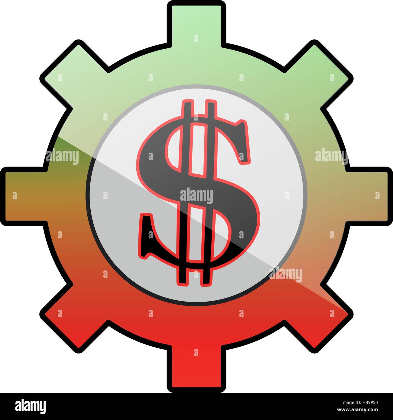 Symbol-Getriebe mit Dollar-symbol Stock Vektor