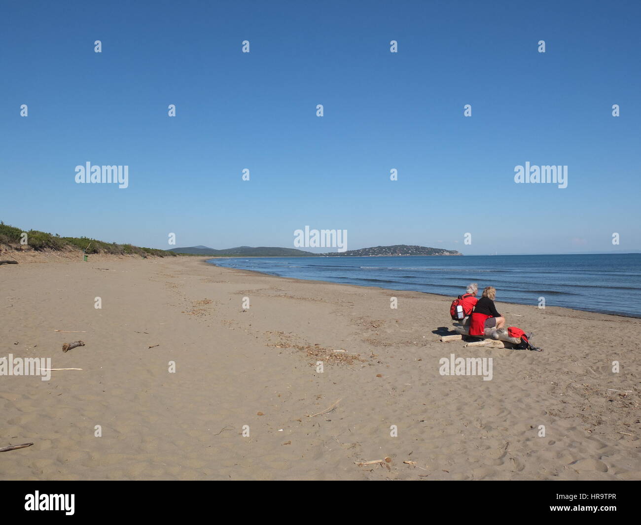 Die herrlichen goldenen Sandstrand an Feniglia, südliche Toskana, Italien Stockfoto