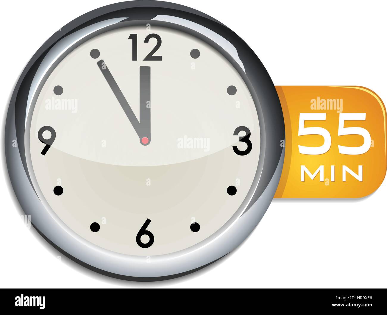 Büro Wand Uhr Timer 55 Minuten Vektor-Illustration isoliert auf weißem ...