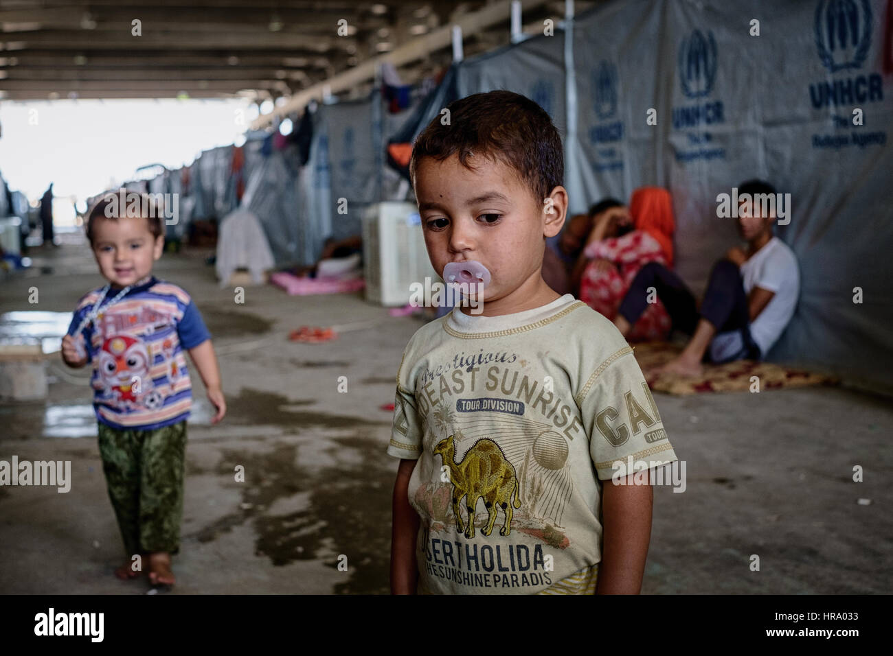 Flüchtlinge, die geflohen sind, Isis Zuflucht in Lagern in und um erbil, Kurdistan, Irak Stockfoto