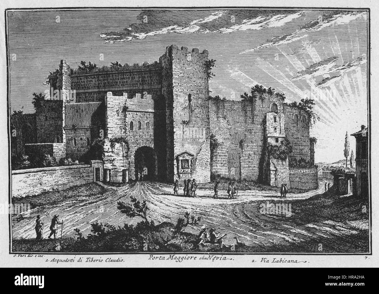 Roma.Porta Maggiore Incisione Vasi Stockfoto