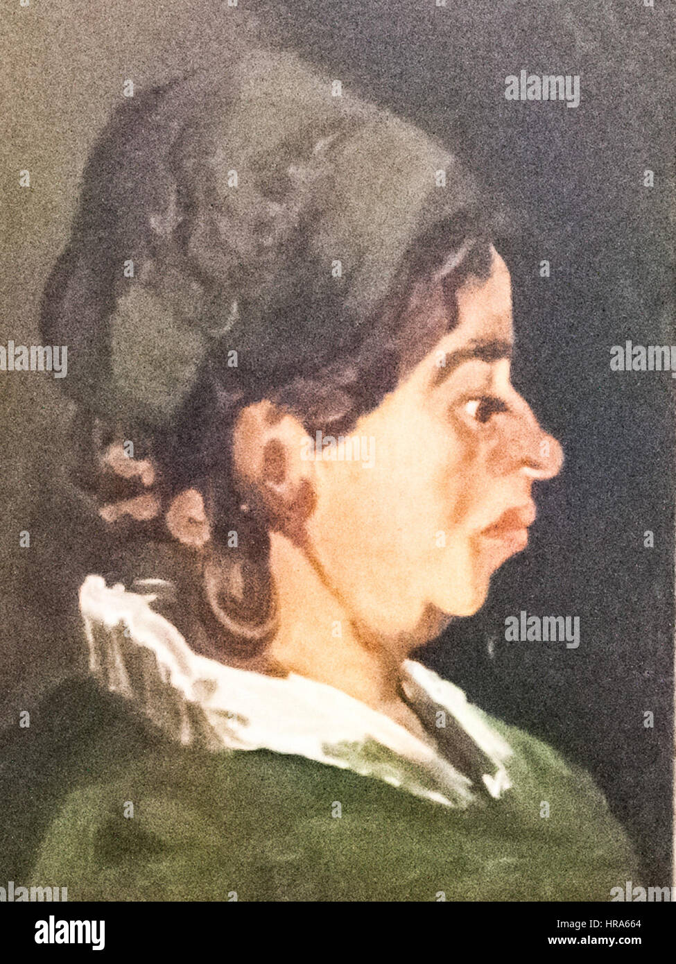 Kopf einer ländlichen Frau mit dunklen Kappe - mein Traum Stockfoto