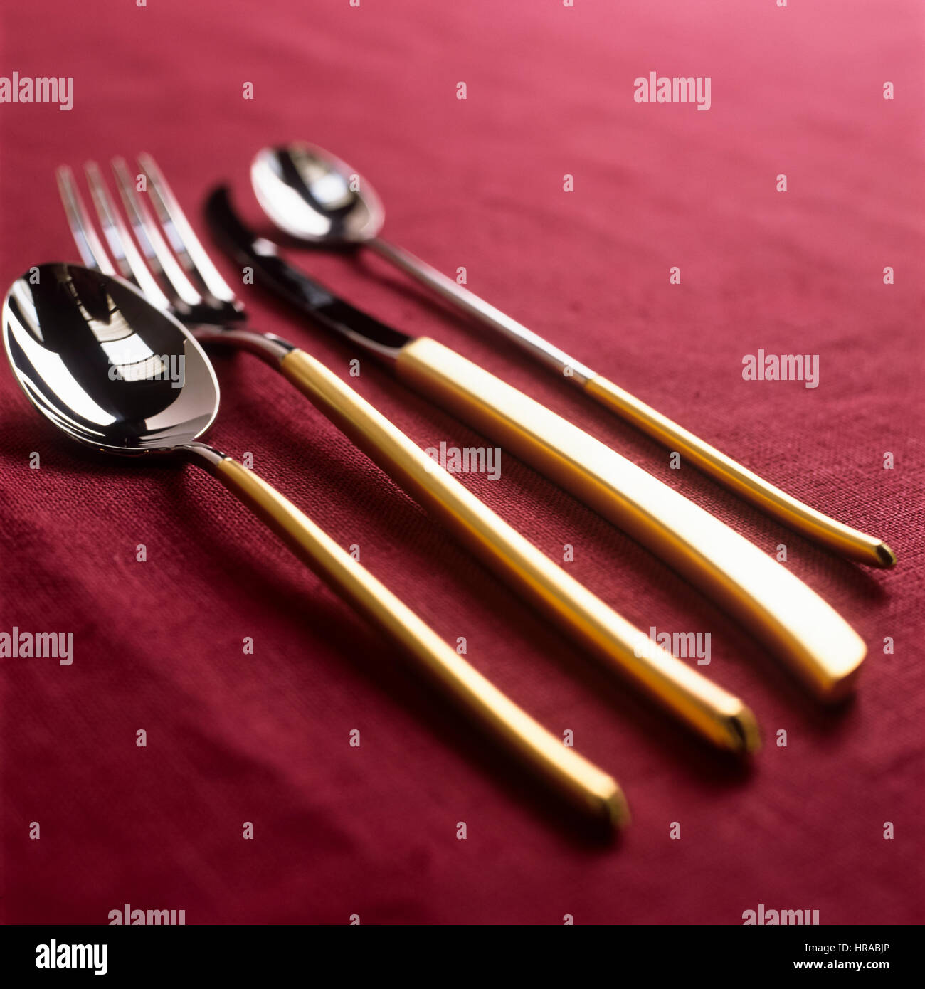 Gold und Silber Besteck. Stockfoto