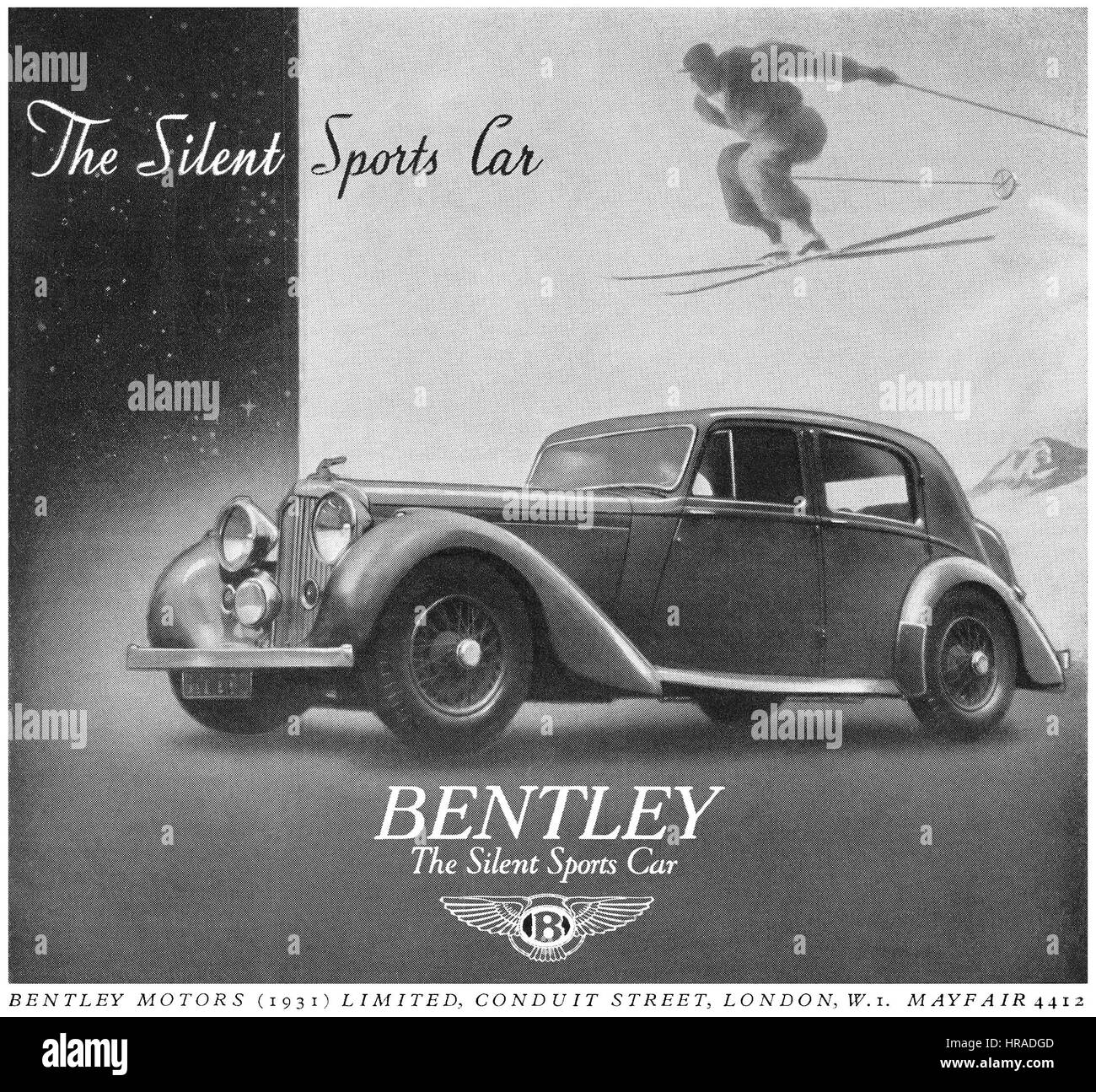 1946 britische Werbung für Bentley Sportwagen. Stockfoto