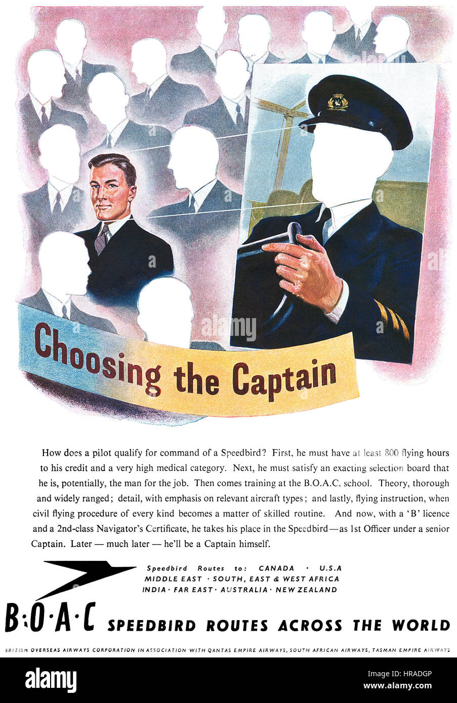 1947 britischer Werbung für B.O.A.C. Stockfoto