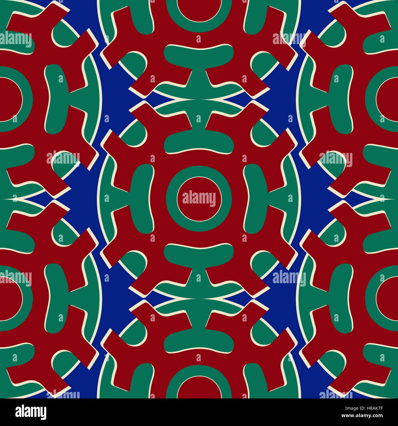 Stammes-Musterdesign. Sibirische Folk geometrischen Drucken mit solar Symbol der Mansi Menschen in ihrer authentischen Farben rot blau und grün. Handgezeichnete ethn Stock Vektor