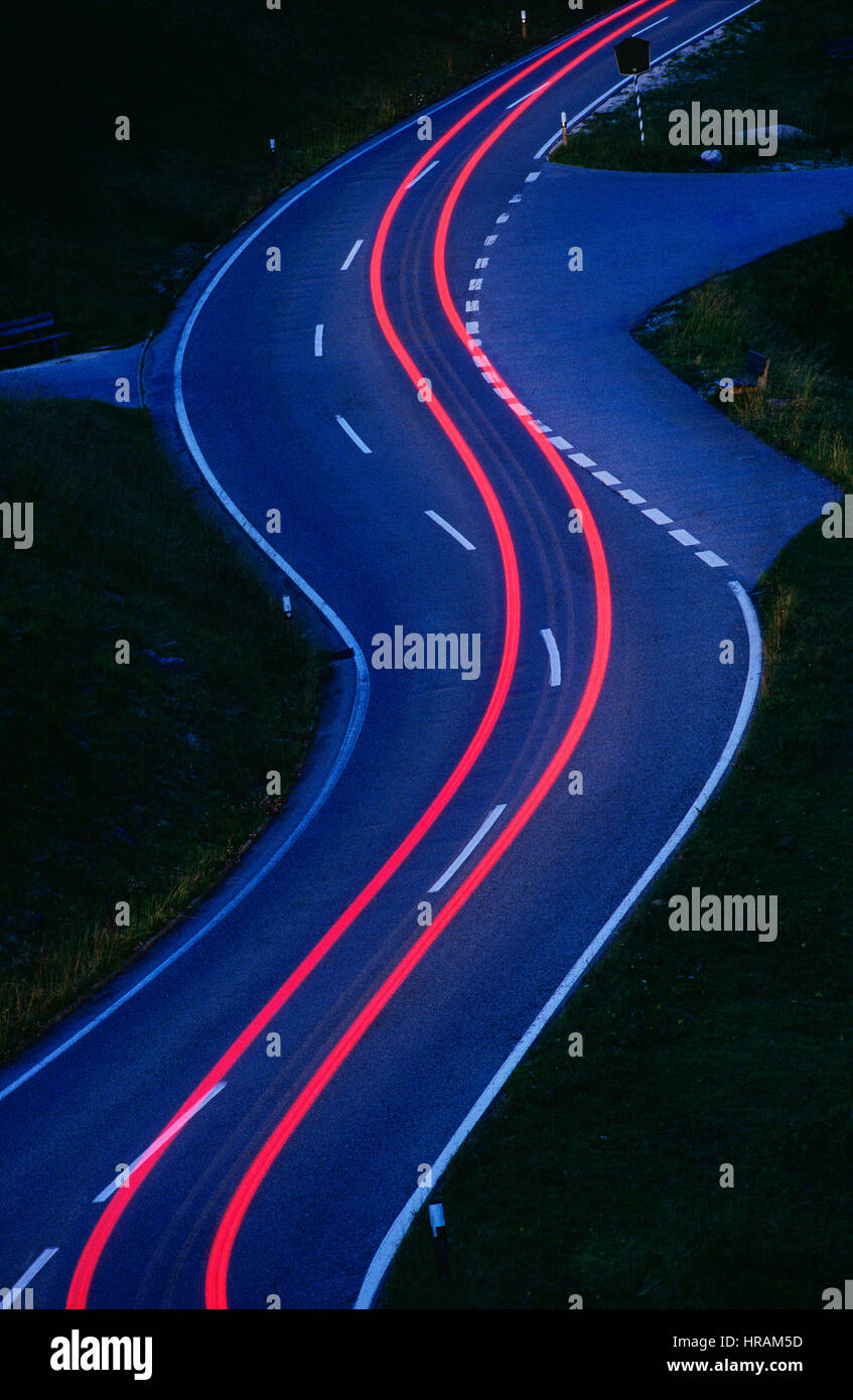 Schlieren Auto Rückleuchten, Highway 1, Kalifornien, Vereinigte Staaten von Amerika Stockfoto