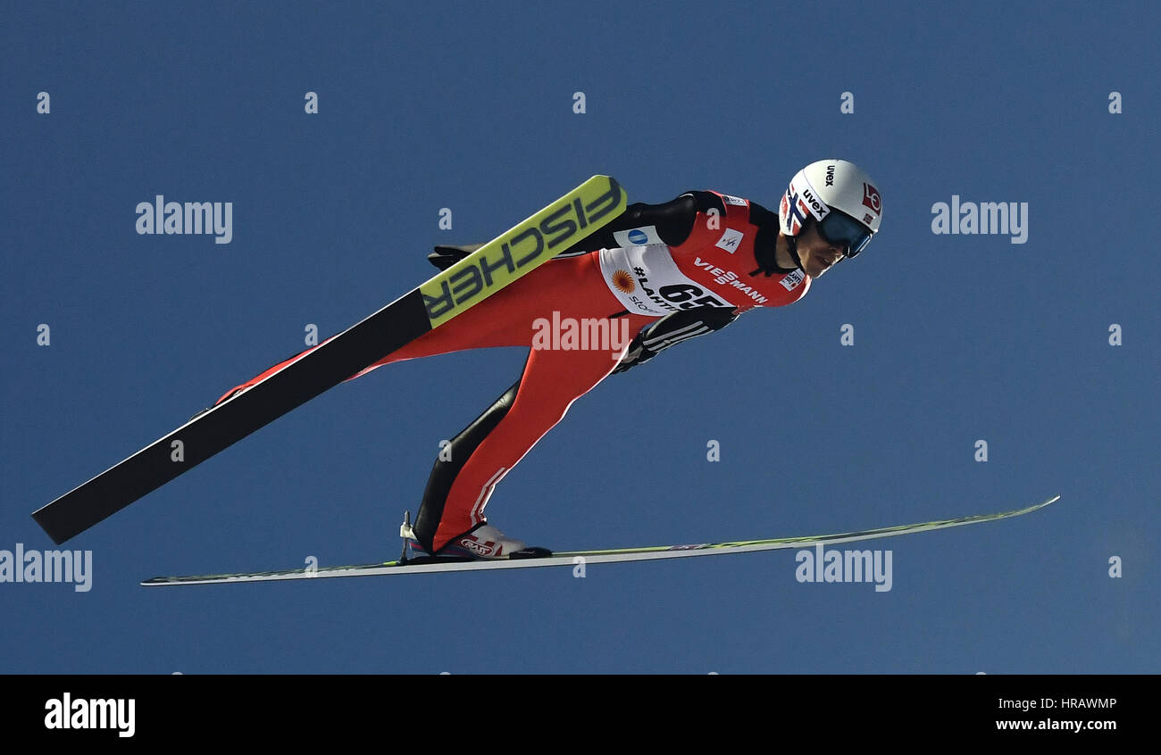 Lahti, Finnland. 28. Februar 2017. Norwegischer Athlet Andreas Stjernen in Aktion bei der nordischen Ski-WM in Lahti, Finnland, 28. Februar 2017. Foto: Hendrik Schmidt/Dpa-Zentralbild/Dpa/Alamy Live News Stockfoto