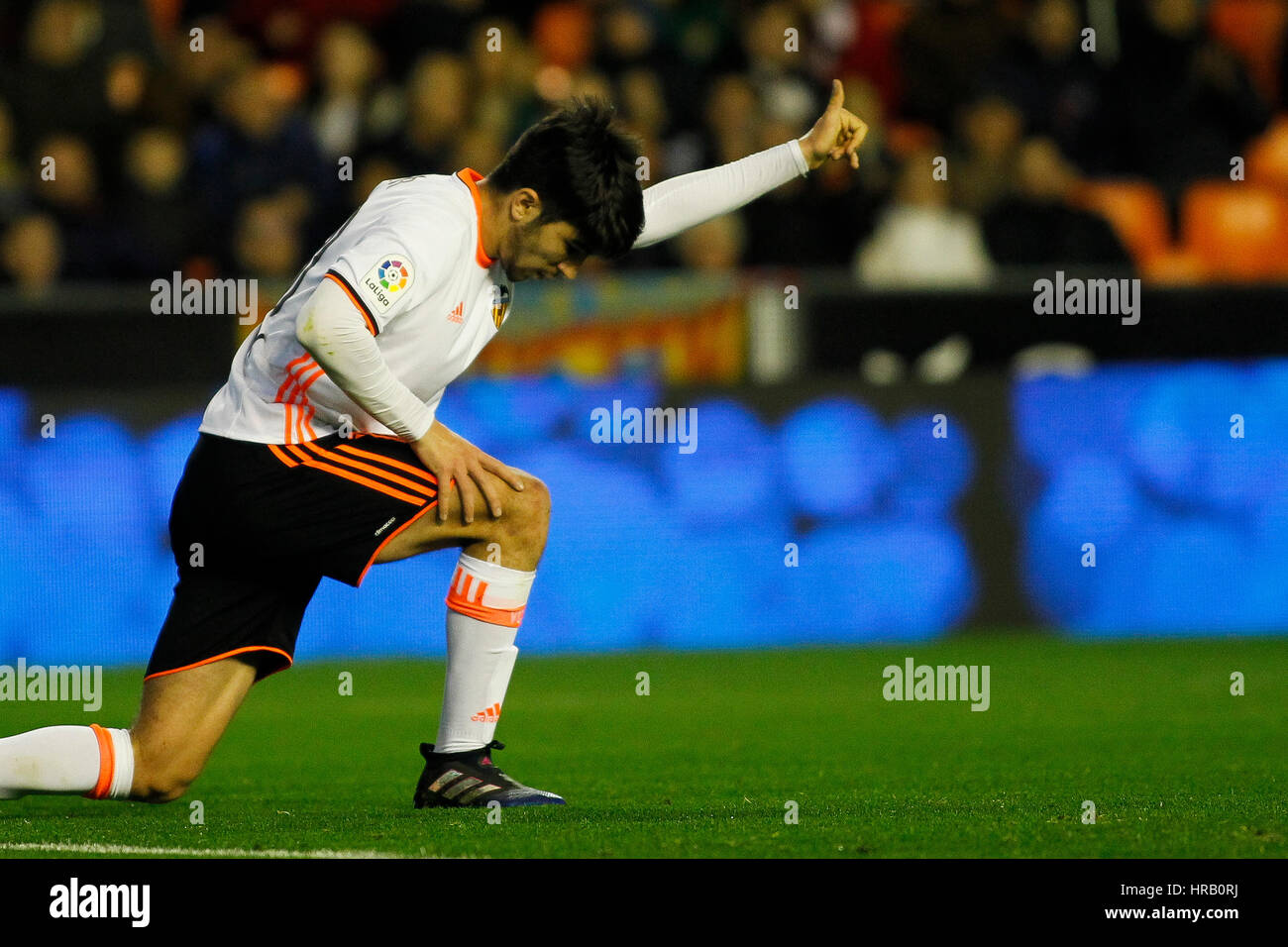 Valencia, Spanien. 28. Februar 2017. Valencia, ESPANA - FEBRERO 2017: Carlos Soler während des Spiels zwischen VALENCIA CF VS LEGANES Spieltag 25 im Mestalla-Stadion, Valencia, Spanien. : Bildnachweis Cronos/Omar Arnau: Cronos Foto/Alamy Live-Nachrichten Stockfoto