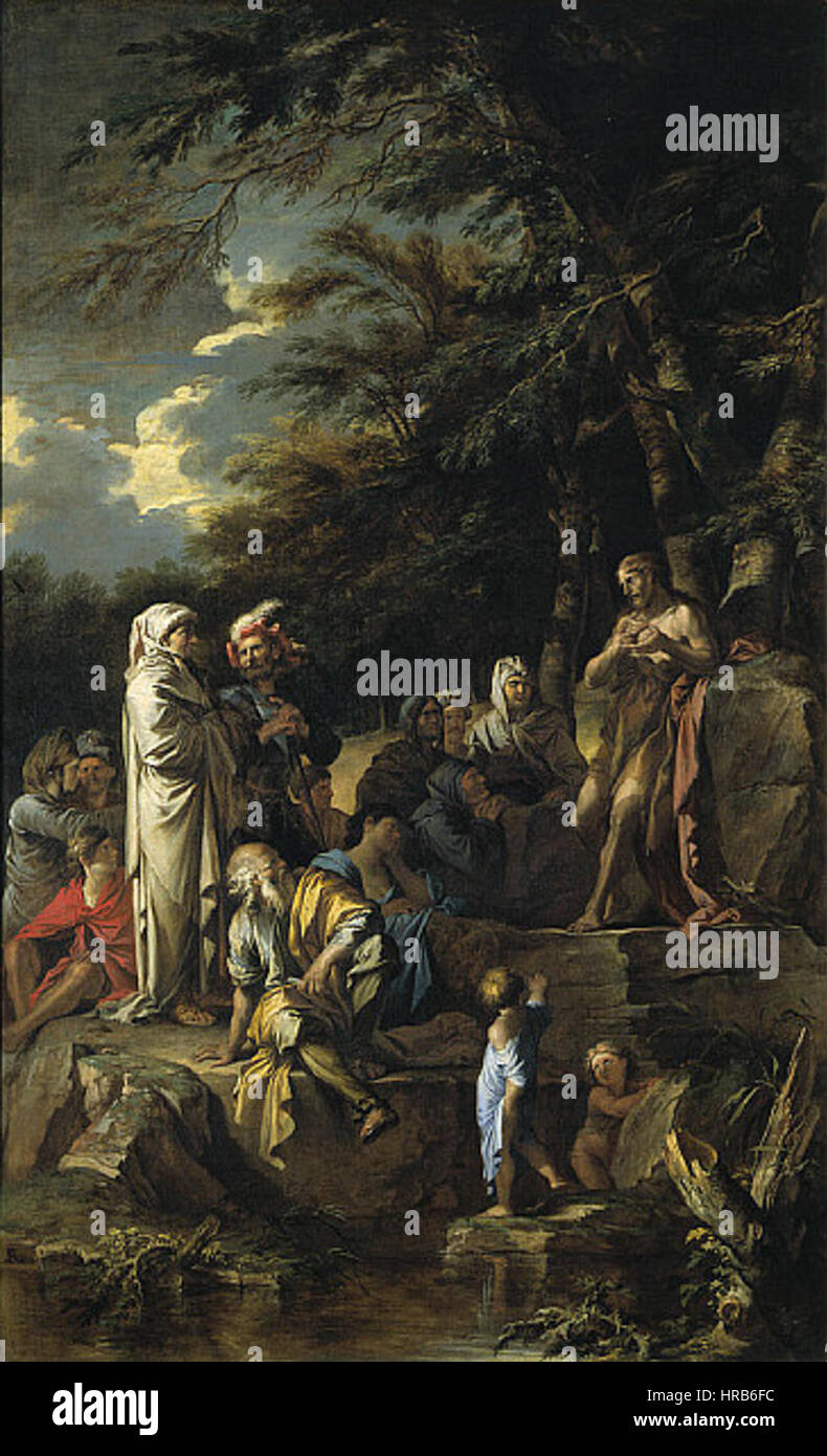 Salvator Rosa - St. Johannes der Täufer predigt in der Wüste Stockfoto