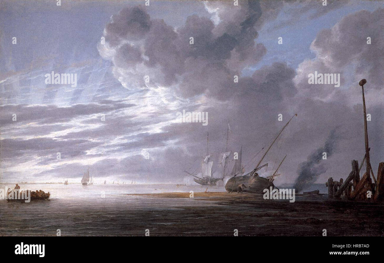 Seenlandschaft in der Morgen 1640-45 Simon de Vlieger Stockfoto