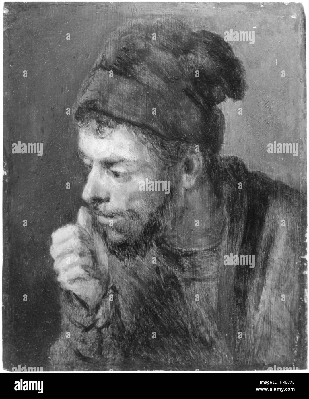 Rembrandt - links Portrait eines Mannes mit Blick auf Stockfoto