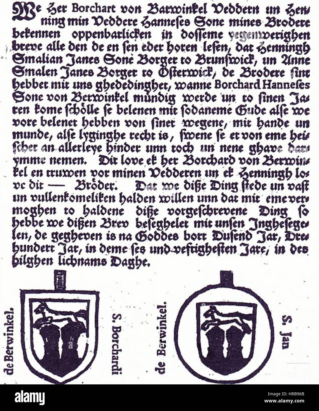 Siegel Jan von Berwinkel 0004 Stockfoto
