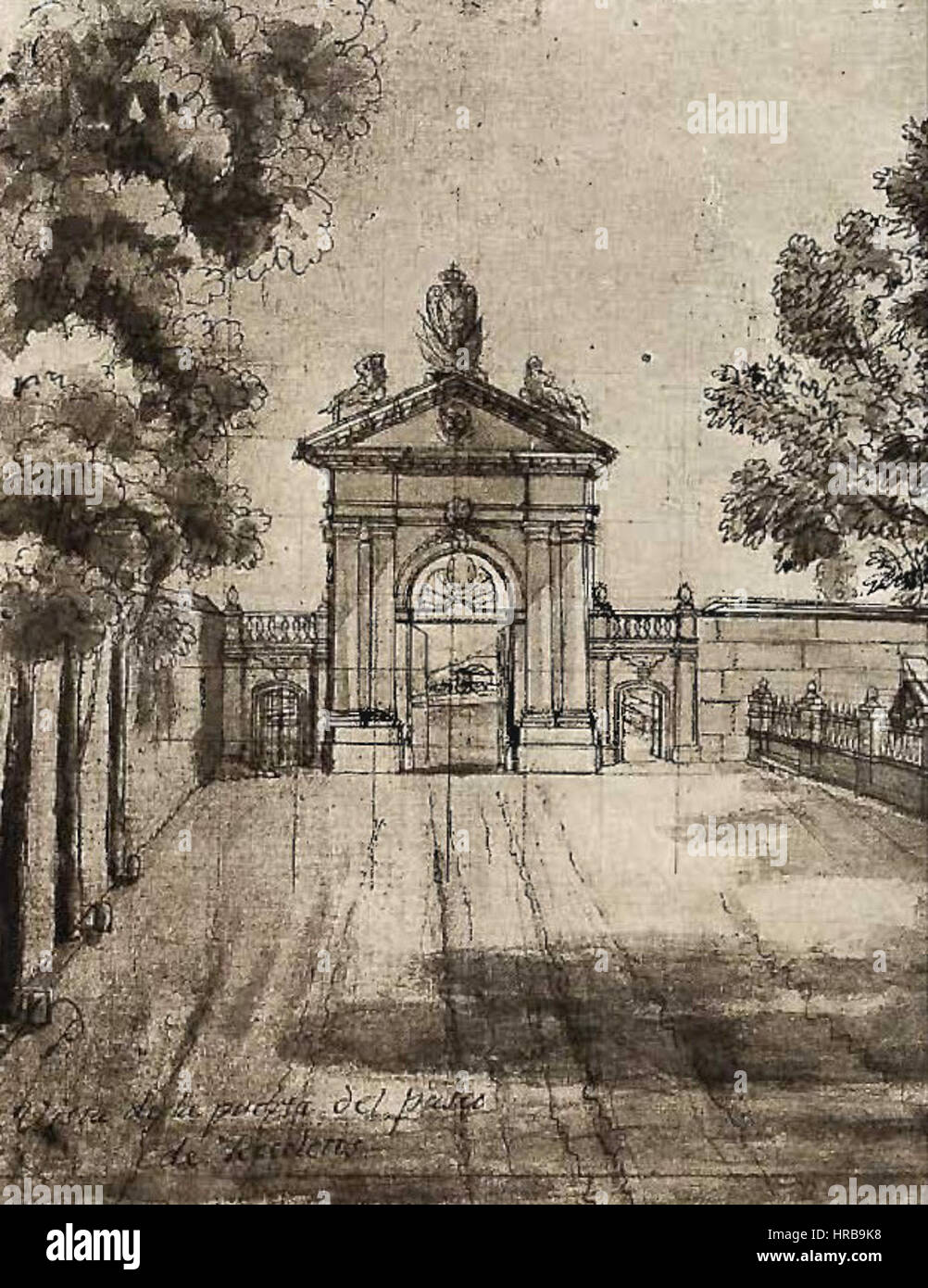 Puerta de Recoletos-ca. 1756 Stockfoto