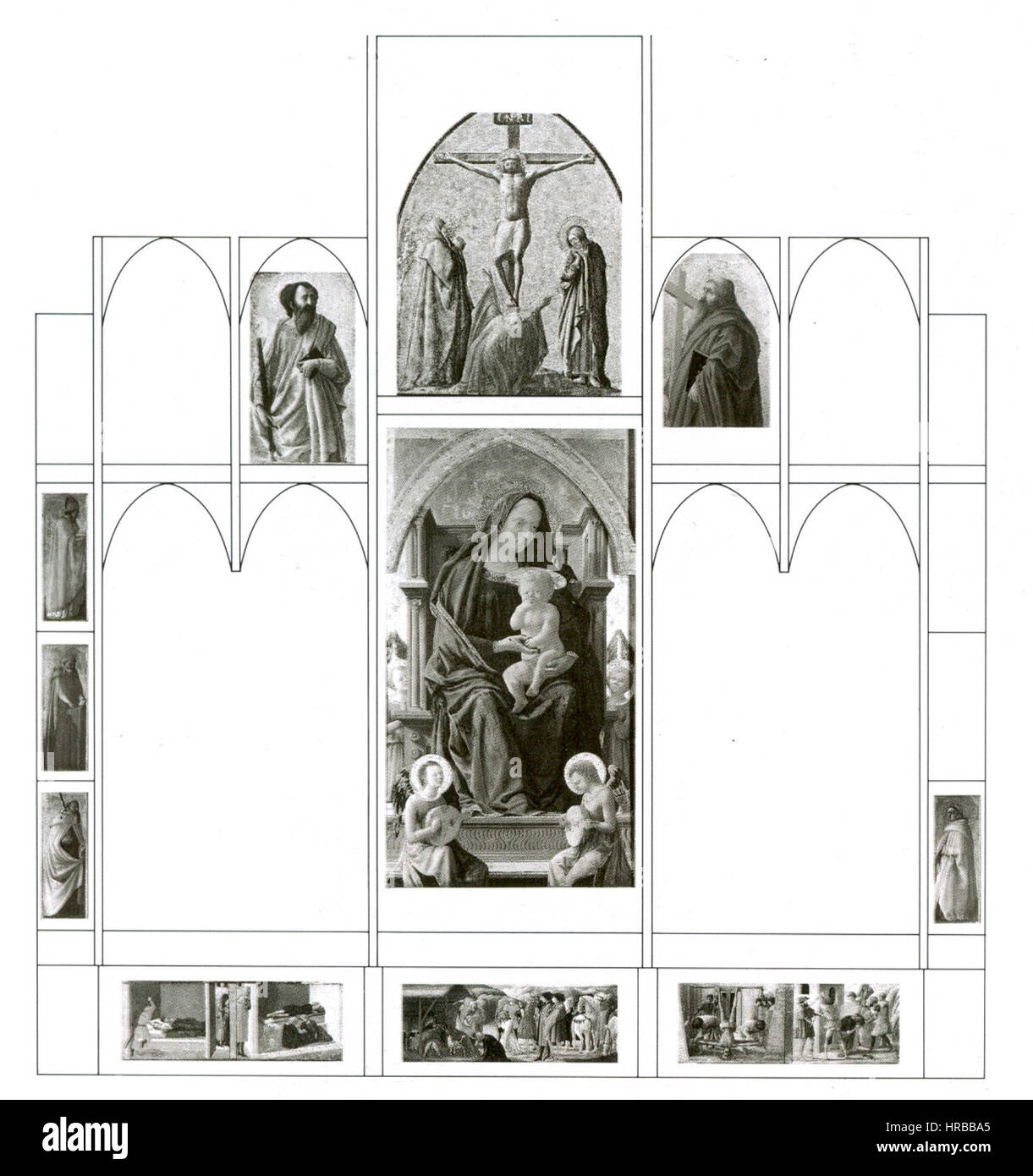 Rekonstruktion des Fragmrnts von Masaccios Pisaner Altarbild (nach C. Gardner von Teuffel) Stockfoto