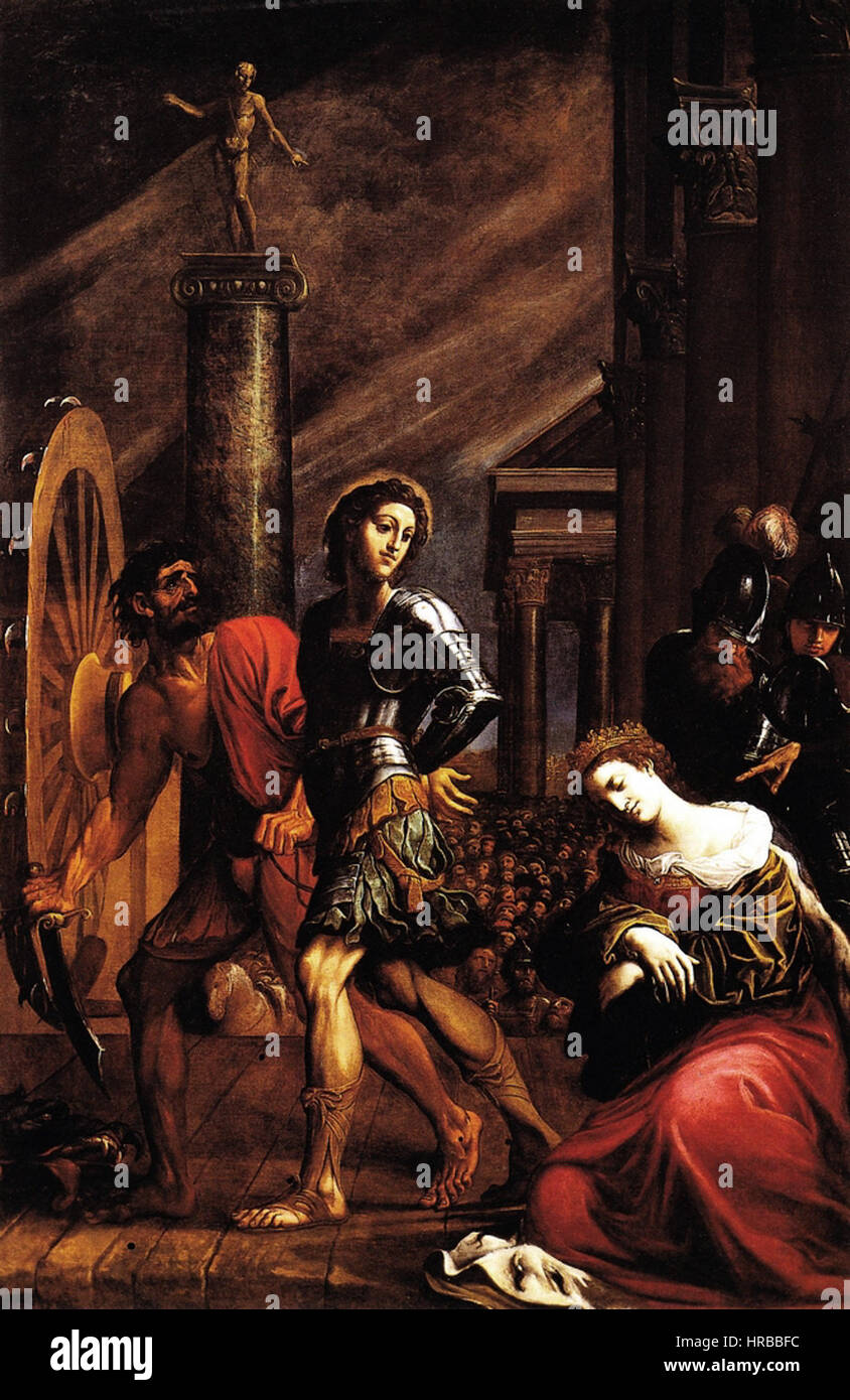 San Giorgio e Santa Caterina Condotti al martirio Stockfoto