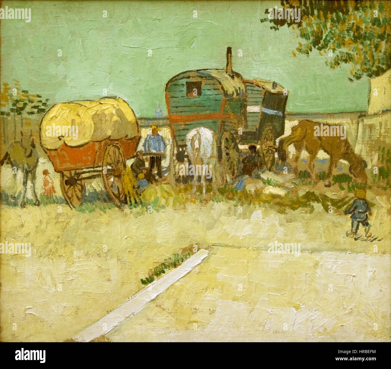 Lager der Zigeuner mit Wohnwagen Stockfoto