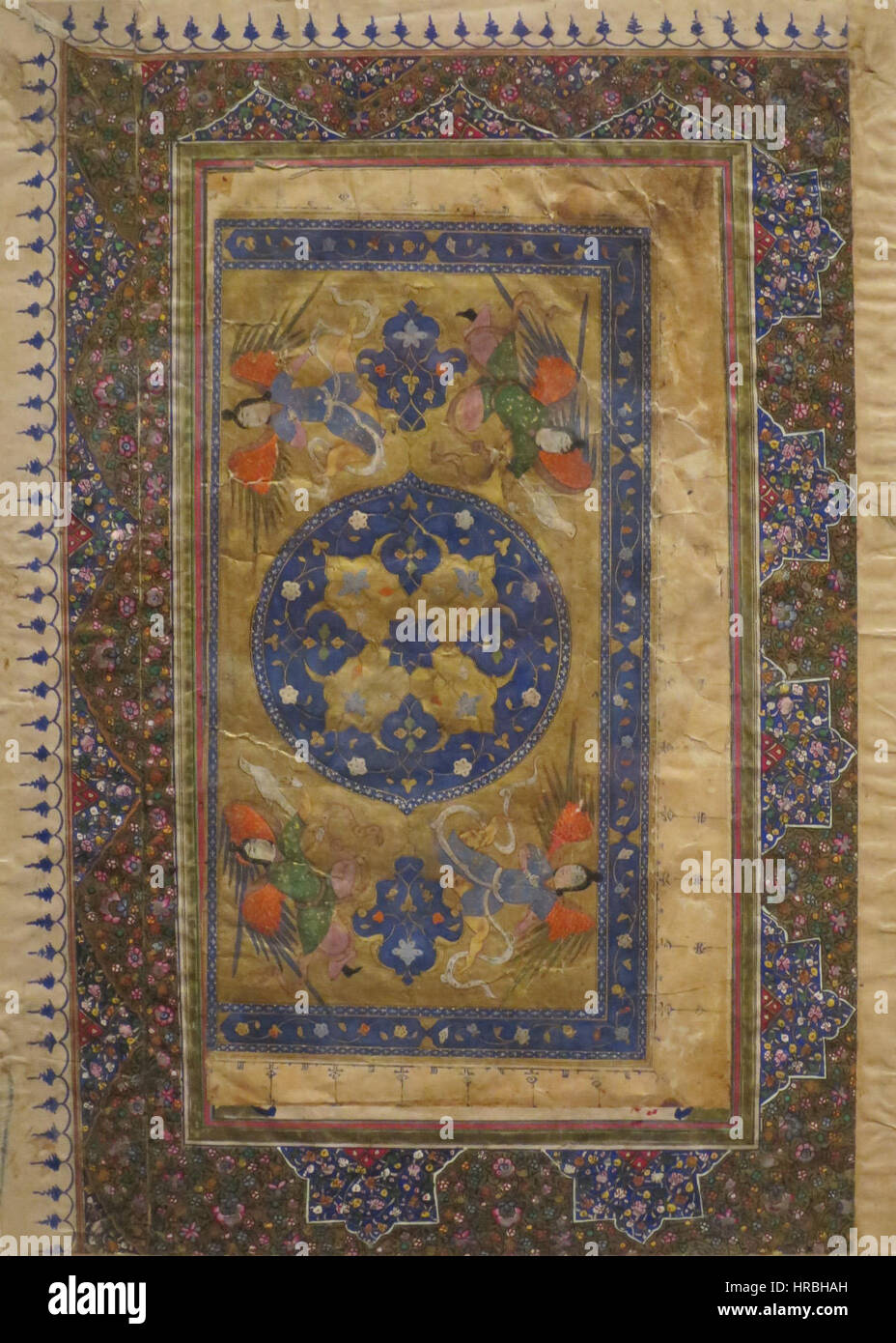 Rondell mit vier Winkeln, Tinte, undurchsichtige Aquarell und Gold auf Papier, Iran, c. 1560-1570, Honolulu Academy of Arts Stockfoto