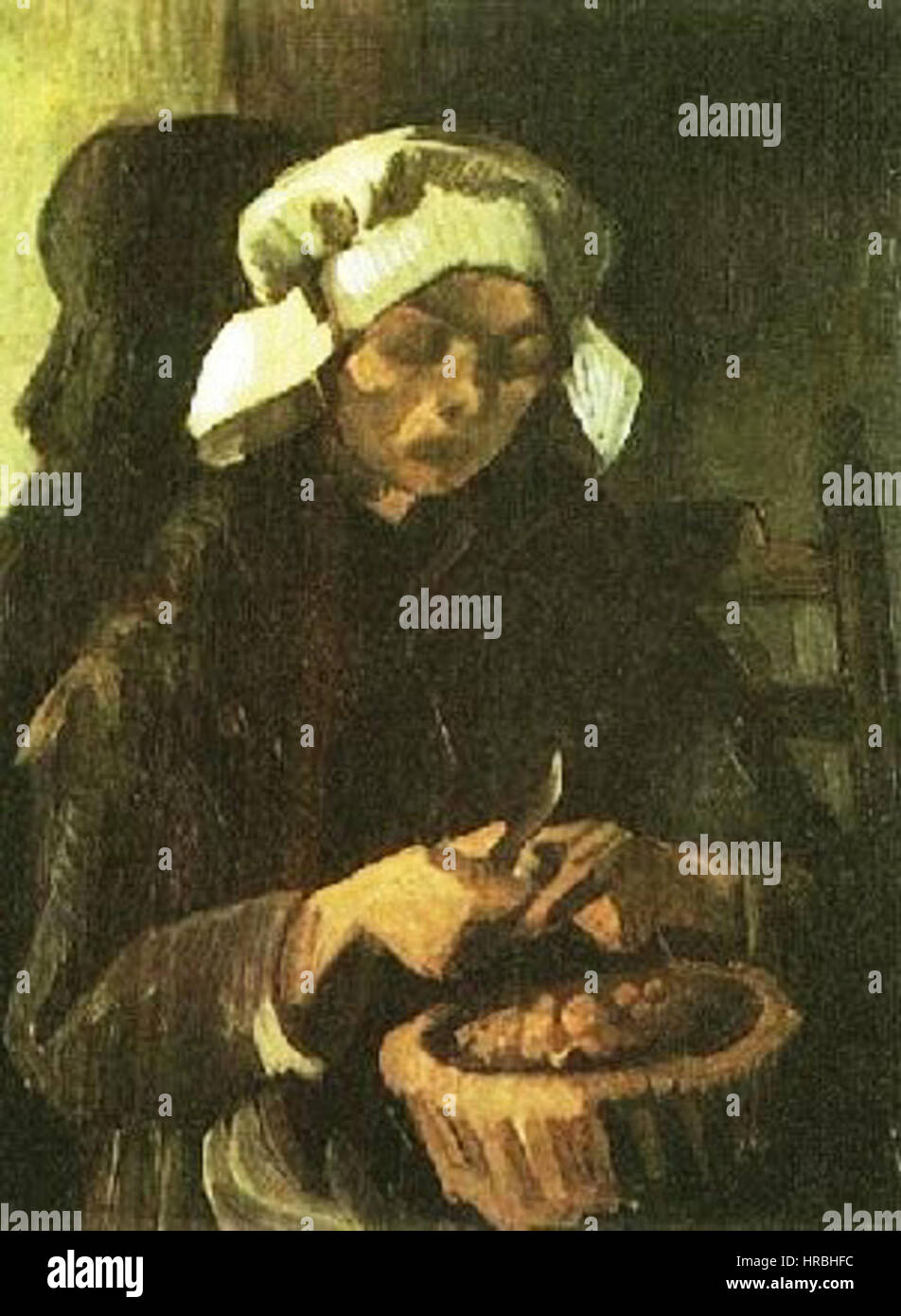 Bäuerin Kartoffelschälen von Vincent Van Gogh Stockfoto