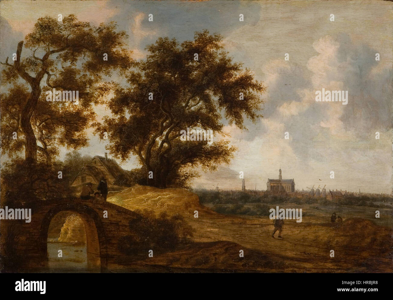 Salomon van Ruysdael - Landschap erfüllt Skulpturengruppe (1667) Stockfoto
