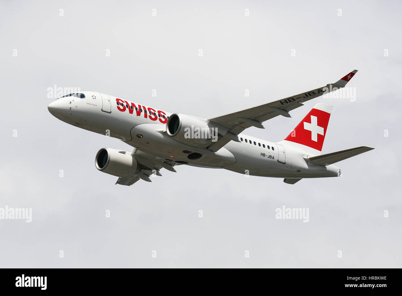 Swiss Airlines Bombardier CS100 C-Serie - Farnborough Airshow Stockfoto