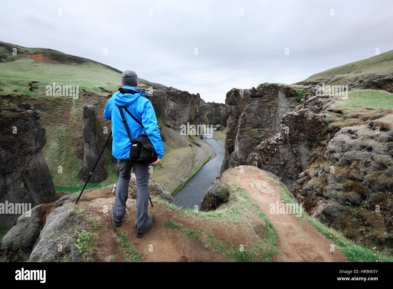 Fjadrargljufur Canyon in South East Island, Europa. Stockfoto